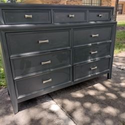 Solid Gray 9 Drawer Wood Dresser