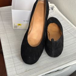 Black suede, ballet flats size 7