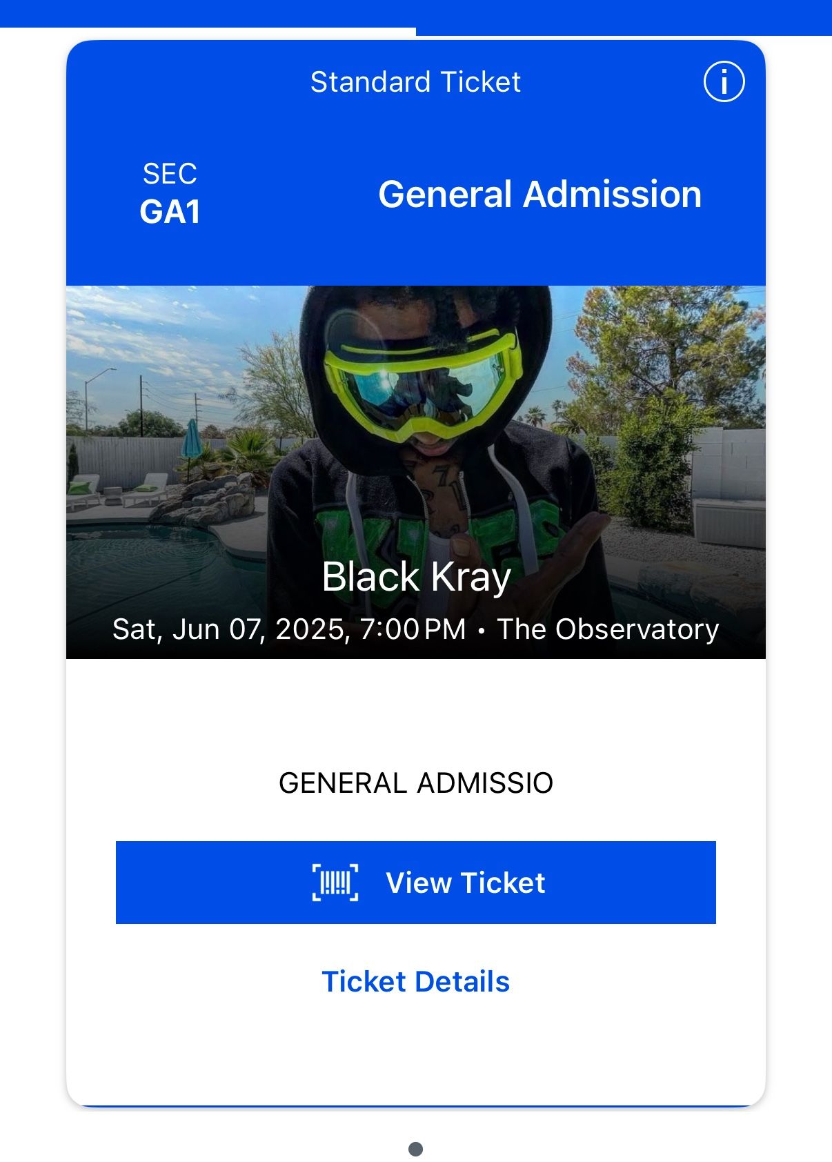 Black Kray Ticket