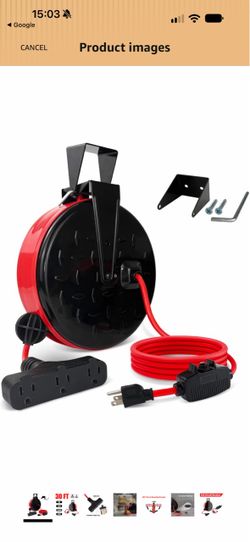 Journeyman Retractable Extension Cord Reel with Power Strip