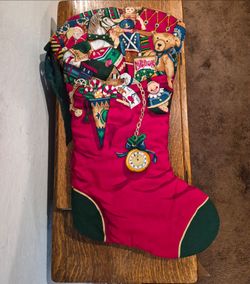 Vintage Cranston Handcrafted Jumbo Stocking Night Before Christmas 26"x15” Quilted