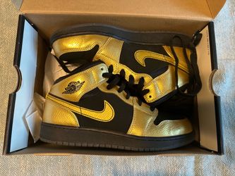 Nike Air Jordan 1 Mid GG—“Metallic Gold Coin”—6Y