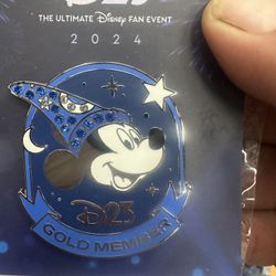 D23 Expo 2024 Disney for Commemorative Pin Button Sorcerer Mickey Mouse