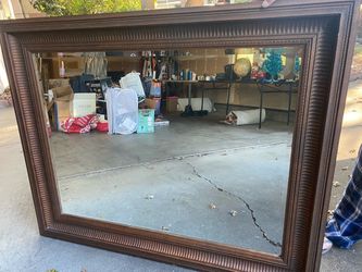 Large Framed Wall Mirror Dark Brown