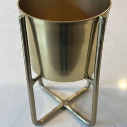 Decorative Gold Metal Planter & Stand - New!