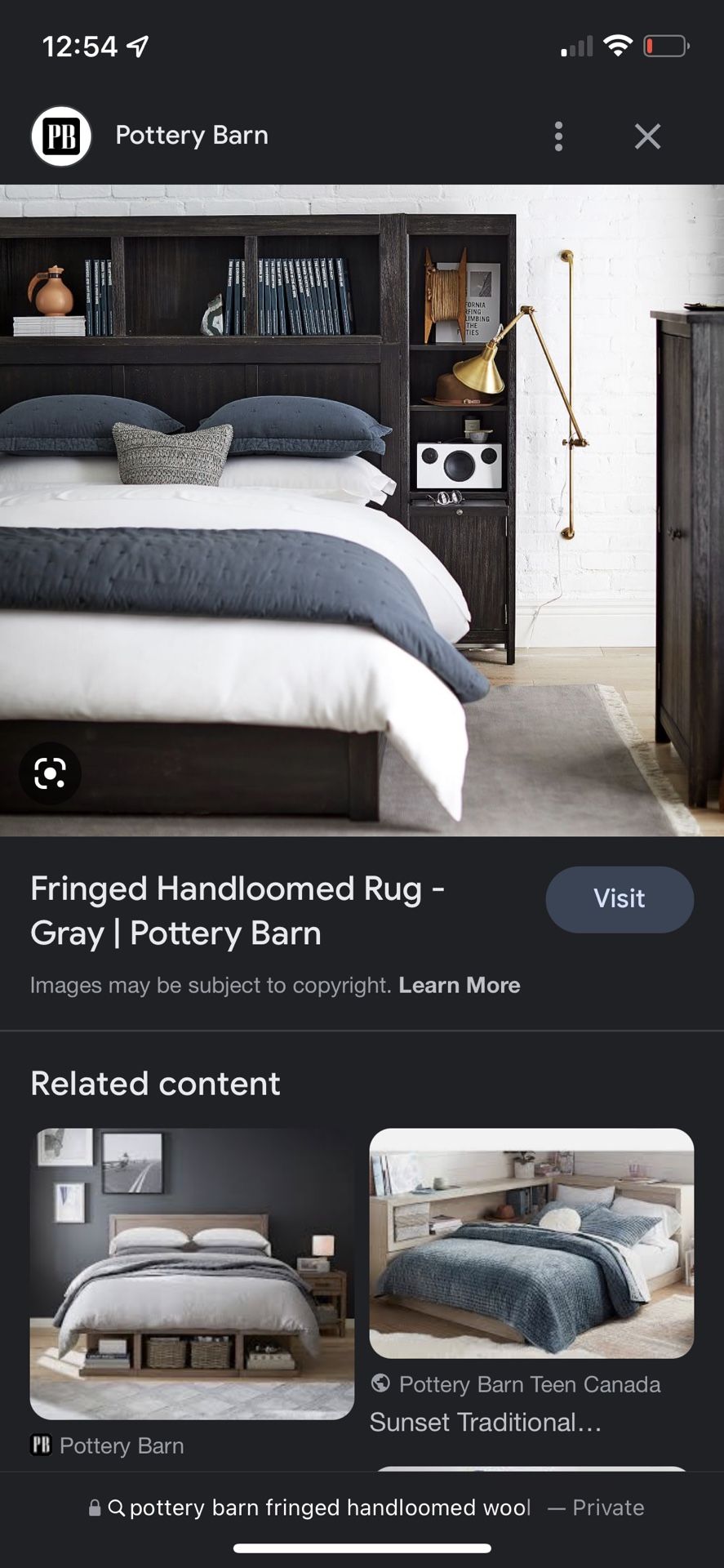 Pottery Barn Gray Handloomed Fringed Wool Rug - 9x12