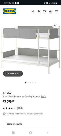 Bunk bed frame, white/light gray, Twin