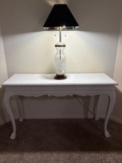 White Wood Console Table Queen Anne Style