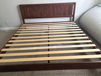 Deluxe Wood Platform Bed Frame with Headboard, King Slatted Headboard, Wood Slat Support, Easy Assembly