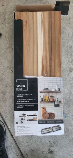 Vision Home Acacia Floating Shelves Set of 2