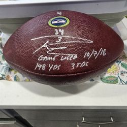 Seattle Seahawks Game Used Football Autographed Signed By Russell Wilson PSA DNA RARE Collectible .      