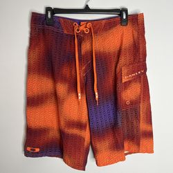 Oakley All Over Print Monogram Board Shorts Mens 33 Orange Purple