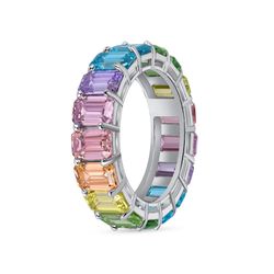 925 Sterling Women’s 12.0 Ct Multi-Color Gemstone Eternity Band