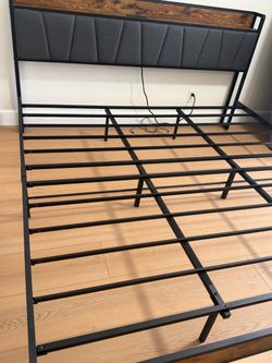 LIKIMIO XL Twin Size Bed Frame with Storage Headboard and Charging Station