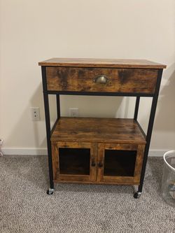 Coffee Bar Cart Cabinet,3 Tier Coffee Station Table on Wheels,Coffee Cart with Storage for Home Kit