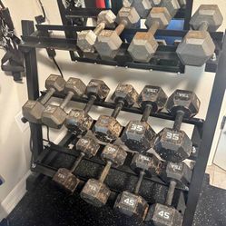 430lb Hex Dumbells Set With Rack 