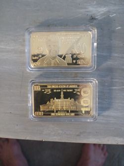 2 100 Trump Gold Bars Colkectors