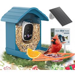 Smart Bird Feeder with Camera Solar Powered for Outdoors 2K FHD AI Recognition Bird Feeder Camera for Outside Backyard Garden, Gifts for Birdlover Mom