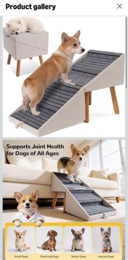 New! Dog Stairs for Small Dogs, 2-in-1 Foldable Pet Ramp and Ottoman, 17.13" H