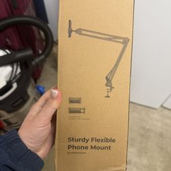 Photomyne Sturdy Flexible Phone Mount for Table, Desk, with Adjustable Clamp, New