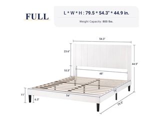 Full Size White Upholstered Platform Bed Frame