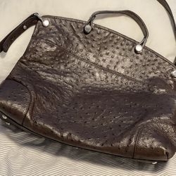Furla Piper Cartella Ostrich Leather Bag, Brown