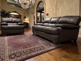 Italia Leather Sofa Set | 3-Seater + Loveseat | Dark Brown