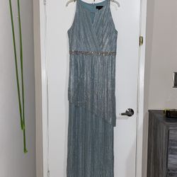 Light Blue With Silver Shimmer Formal Dress