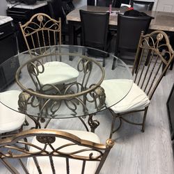 Glass Top Dining Room Table With Chairs