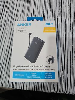 Anker Power Bank (20,000mAh, 22.5W, Built-In USB-C Cable)