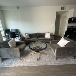 Gray And Gold Sofa Set 