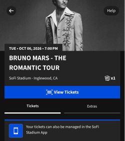 One Bruno mars ticket