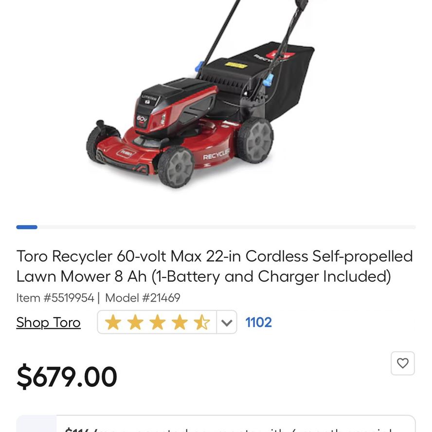 Brand New 22 Inch 60v Toro Lawn Mower
