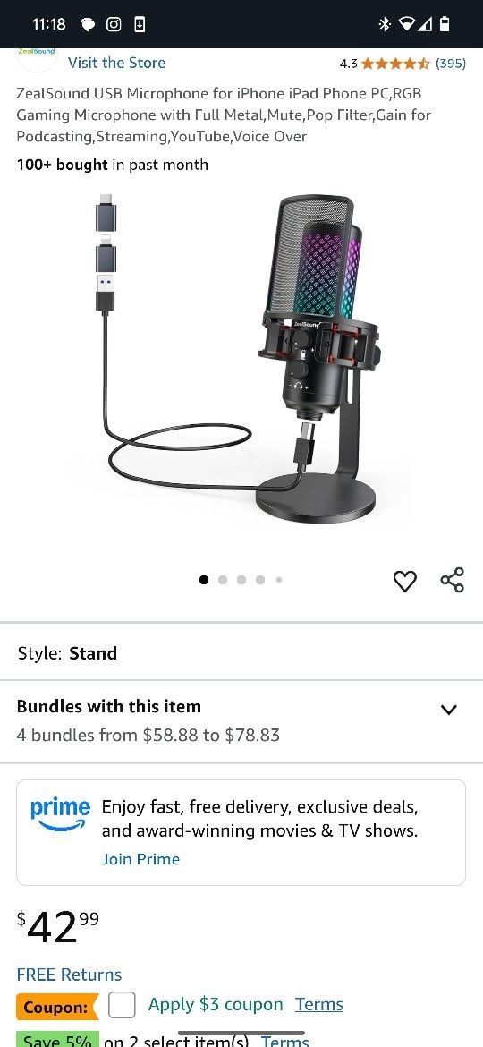 Desktop USB RGB Microphone