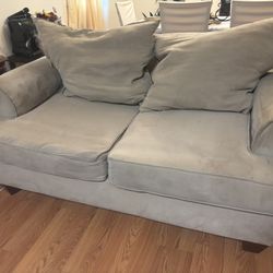 Used Comfortable Raymour & Flannigan Beige sofa and love seat in good condition. PICK UP