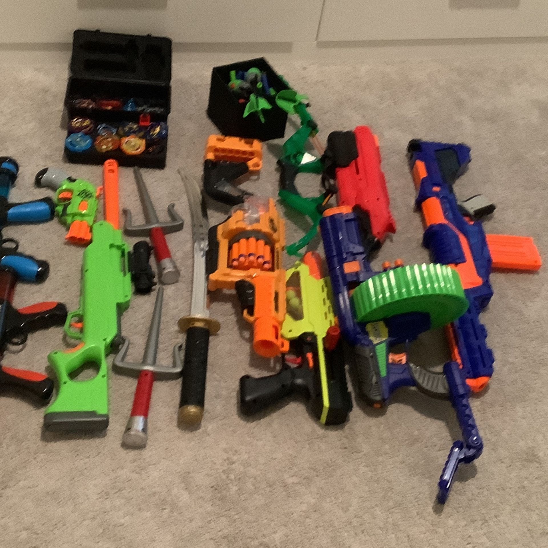 Nerf Guns And Beyblade Lightly Used