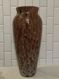 Tall Brown Marbled Decorative Vase