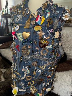 Over 250 Vintage Brooches on a Vest