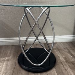 Round Glass End Table 