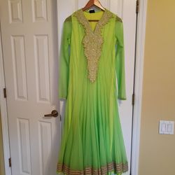 Beautiful Indian Long Gown With Heavy Neck Work - Size S/M