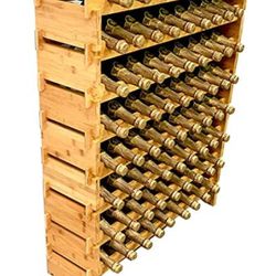 DECOMIL 72 Bottle Stackable Modular Wine Rack Wine Storage Rack Solid Bamboo Wine Holder Display Shelves, Wobble-Free (Eight-Tier, 72 Bottle Capacity)