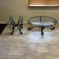 Living Room Glass Coffee Table & End Table 