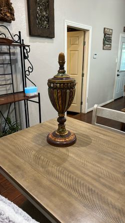 Colorful Vintage‑Style Decorative Urn / Finial Jar on Pedestal Base