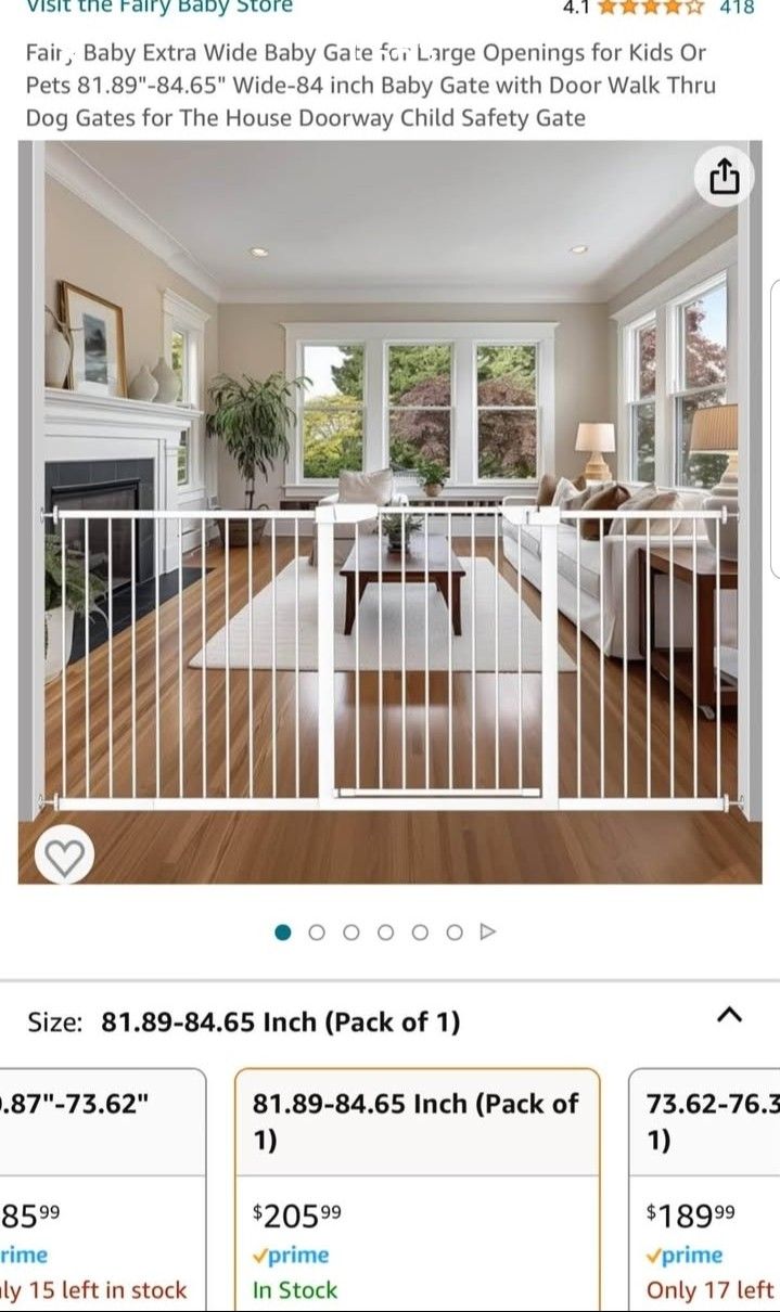 Fairy Baby Extra Wide Baby Gate for Large Openings for Kids Or Pets 81.89  84.65