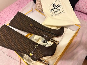 Fendi FF Monogram Knee-High Boots| size 6 US