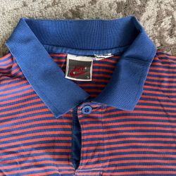 90’s Nike Grey Tag Red Blue Collared Polo Shirt S