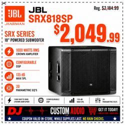 JBL SRX Bass Cabinet 1000 RMS 2000 Watts Max Powered 18" Subwoofer SRX818SP 🚨 Payment Options Available 🚨 No Credit Needed 🚨