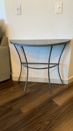 Like New Half Moon Heavy Metal/Iron Console Table and Never used Lamp