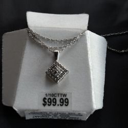 925 Sterling Silver Diamond Necklace