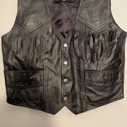 Real Leather Riding Vest With Fringes
